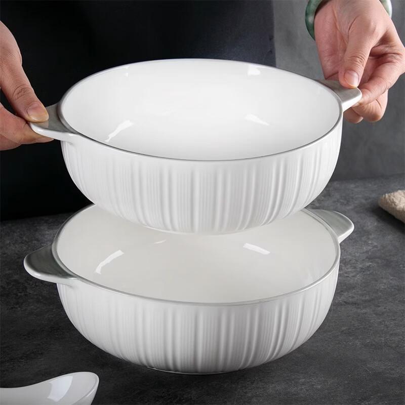 Non-slip Anti-scald Ceramic Double-Ear Soup Bowl