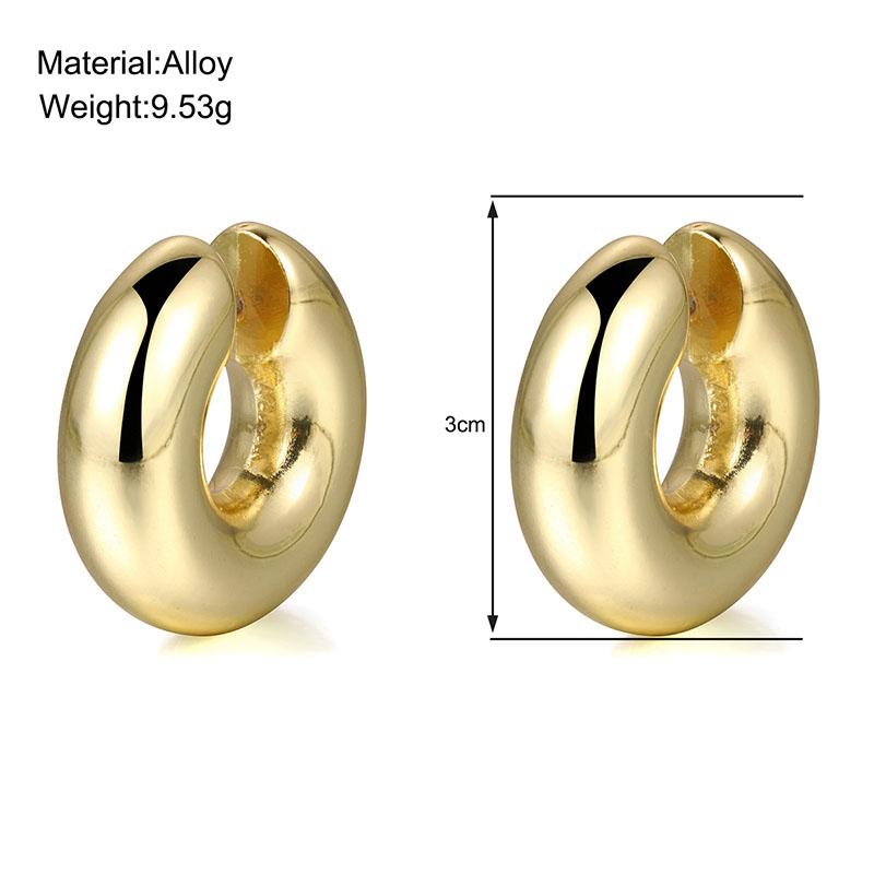 Hyperbole Large Chunky Non Piercing Golden Plated CCB Circle Ear Cuffs Earrings for Women Thick Round Light Ear Clip Jewelry