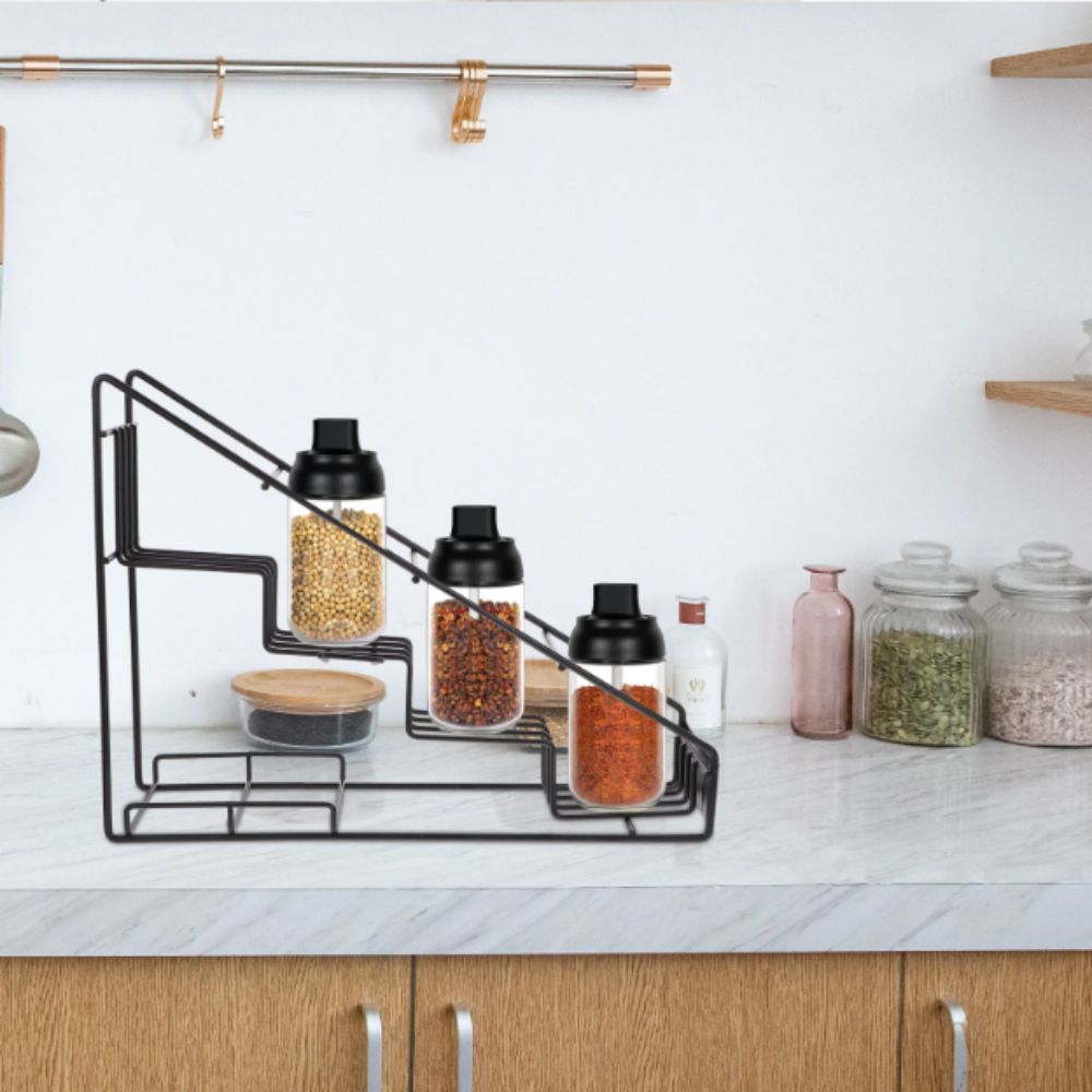 Premium Metall Kaffeesirupständer Schwarze Farbe Gewürzregal Cafe Arbeitsplatte