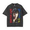 Viktor Tsoi Kino Nacht Vintage Gewaschene T-Shirts Klassische Russische Rock Gothic T-Shirts Herren Damen Lässig Polyester Übergroßes T-Shirt