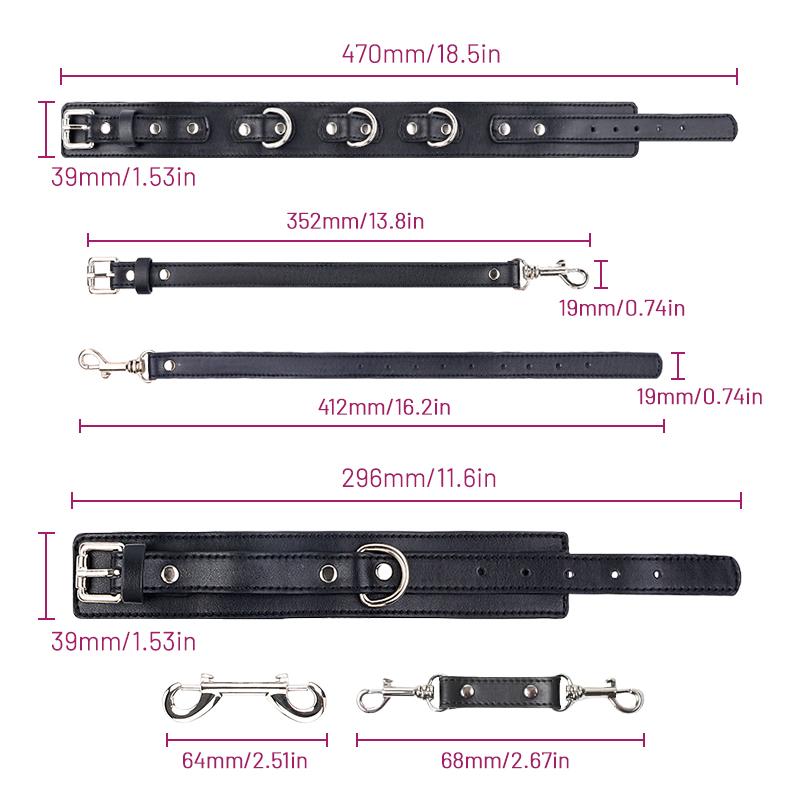 Fesseln-Set für Erwachsene mit Lederfesseln + Metallketten, Analhaken-Zubehör für weibliche Submissive, Bondage-Sexspielzeug für Paare