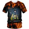 Firefighter Pattern Print Tough Guy Style T-shirts Summer Men's Short Sleeve T-Shirt Street Personality Creative Fashion Loose Casual Top