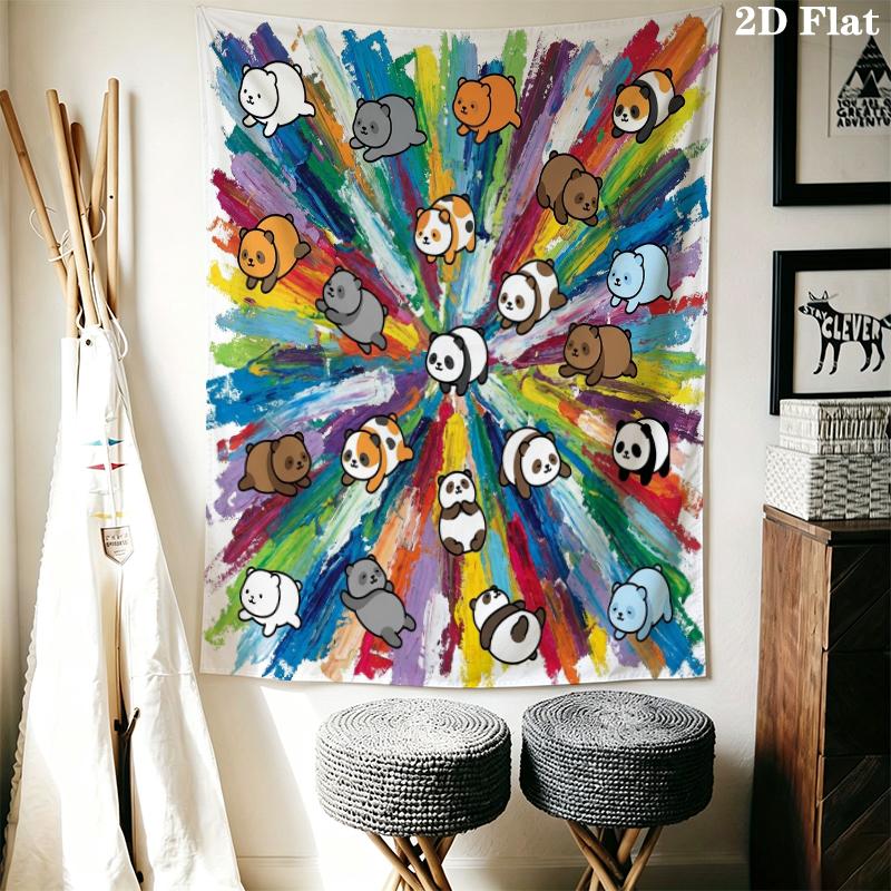Cute Cartoon Wall Tapestry Aesthetic Wall Hanging Printed Fabric Blanket Decorative Tapestries for Bedroom Living Room Home Decor