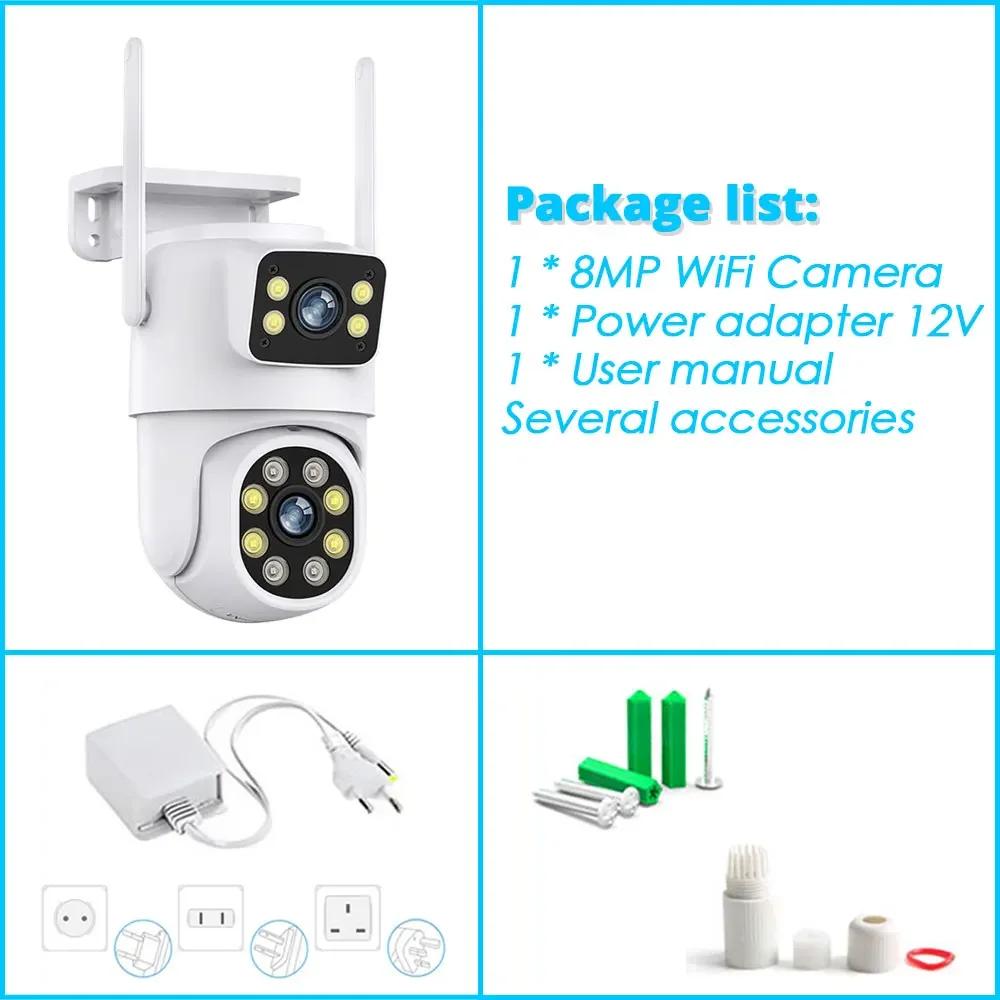 

Tuya Smart 8MP 4K HD Wireless CCTV Outdoor Wifi Surveillance Cameras Dual Lens Home Security IP Camera 360° PTZ Auto Tracking 8MP Camera
