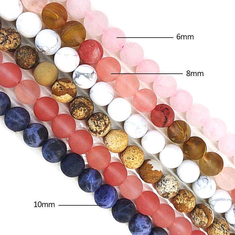 6/8/10mm Matte Stone Beads Natural Stone Beads Round Loose Spacer Beads For Jewelry Making DIY Bracelet Necklace Accessories