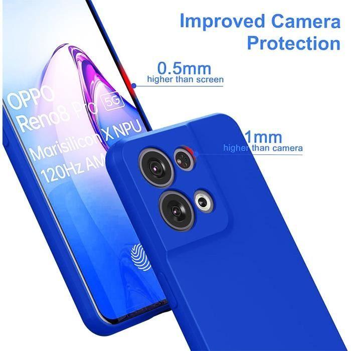 Protective Case - E.F.CONNECTION - for OPPOReno 8 Pro 5G - Soft Silicone - 2 Tempered Glass - Blue
