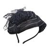 High Skull Lace Bowtie Headband French Mesh Half Hat Hairhoop Female Elegant Teaparty Hair Covering Formal Hair Ornament