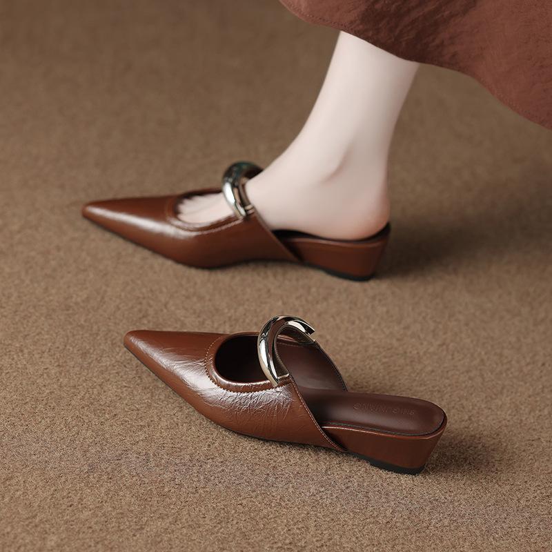 318-1 New Inner Height Increase Mary Jane Women's Shoes Half-mop Summer Shallow Mouth Sandals Versatile Bag Head Mop