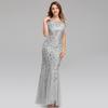 Women's Sense of Long Dresses Sleeveless V-neck Embroidery Fishtail Bridesmaid Evening Dresses Women's Dresses Multi-color Big Yards Long-sleeved