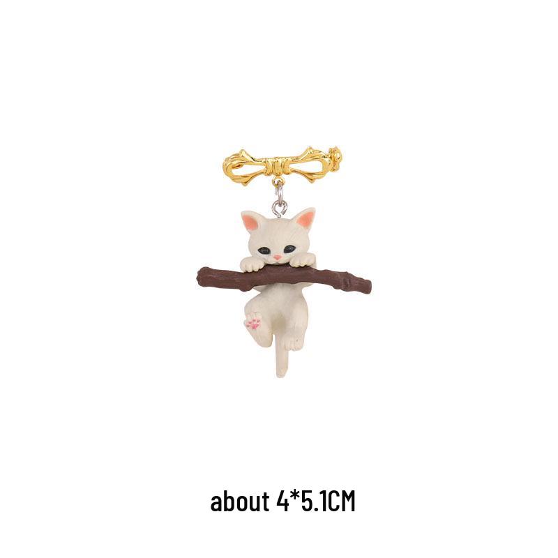 Bow Kitten Brooch: Women's Unique Dog Biting Socks & Pillow Accessories Pin