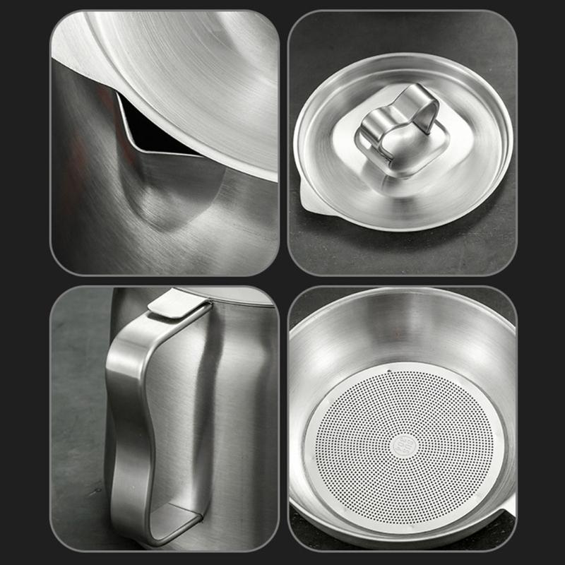 Lebensmittelechte Öl-Abtropfkanne Mit Abnehmbarem Deckel Und Frittierkorb Langlebiges Küchenwerkzeug Für Zuhause Restaurant