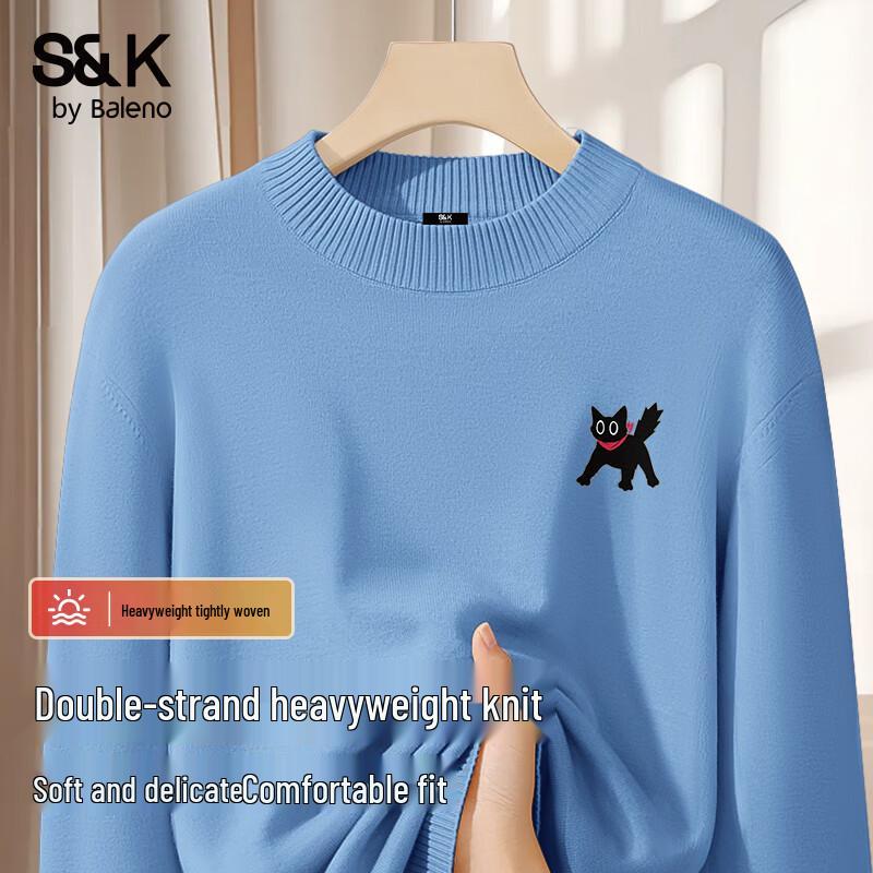 Baleno S&K Men's Fleece-Lined Knit Sweater with JPB Bow Tie Cat