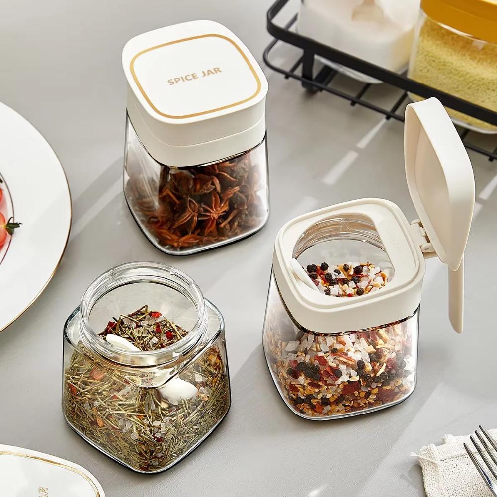 With Handle Glass Seasoning Jar Flip Design Seasoning Storage Box  Seasoning Storage