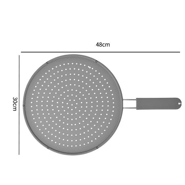 

Silicone kitchen splatter screen with handle heat-resisting oil splash guard drain board cover kitchen frying pan lid