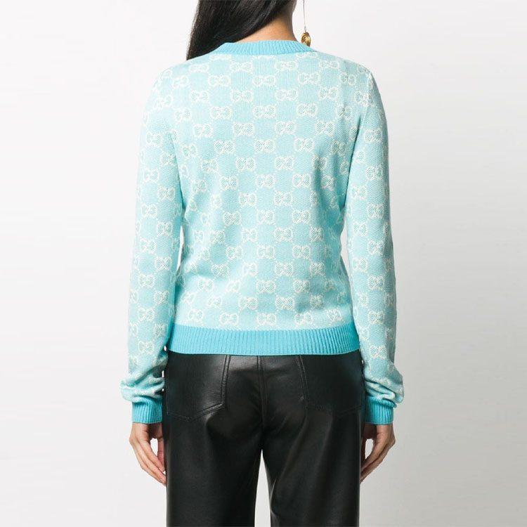 GUCCI Sweaters Women's Blue Crew Neck Moderate Base Layer 629459-XKBHQ-4692