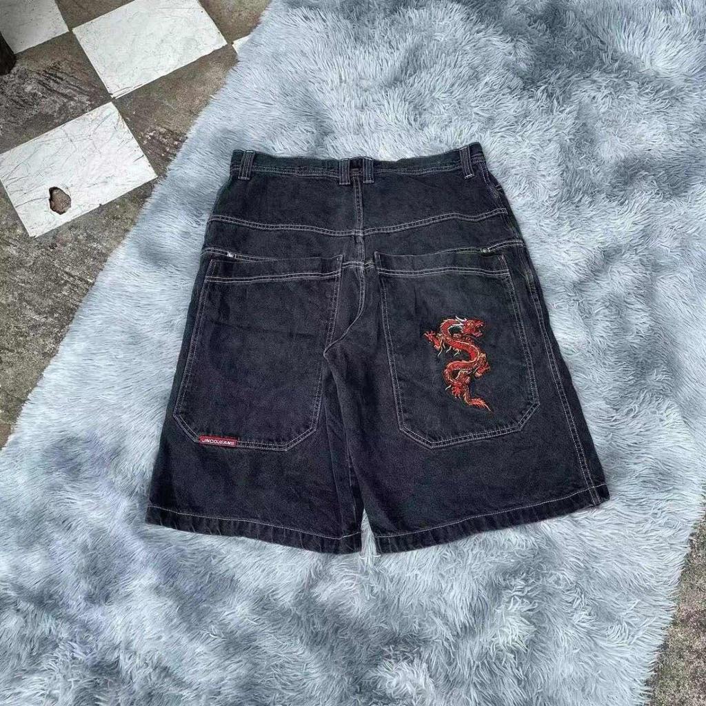 DRIPX Pantaloncini Larghi Y2K Tasche Americane Stampa Denim Pantaloncini da Palestra Anni 2000 Vintage Streetwear Hip Hop Uomo Donna Pantaloncini da Basket