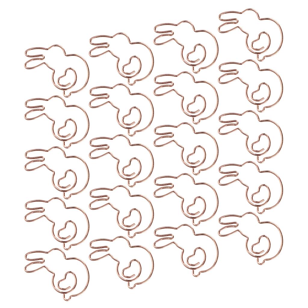 20Pcs Paper Clip Gold Rabbit Shape Animal SpecialShaped Office Document Cute Pin