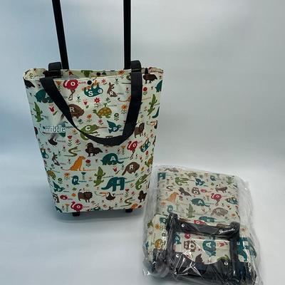 Foldable Oxford Cloth Wheeled Shopping Cart with Pull Rod and Wheels