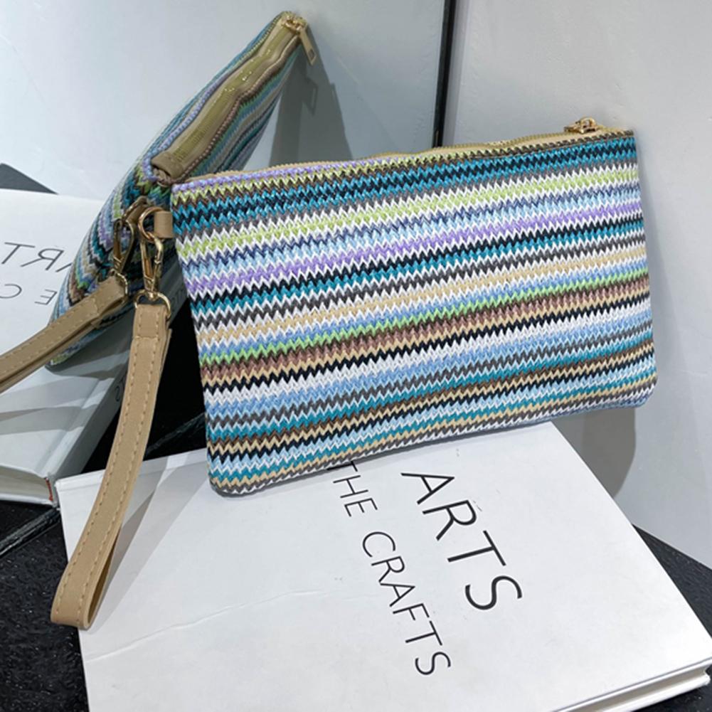 Vintage Handgewebte Clutch Tasche Bunt Geld Strand Lange Tasche Handgemacht Lässig Tragbar Elegant Exquisit für Wochenendurlaub
