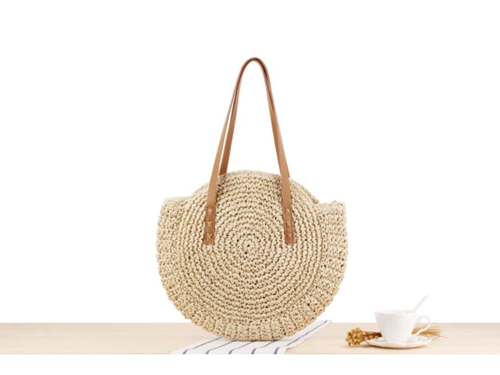 Women's Large Capacity Woven Round Shoulder Bag - Fashionable Beach & Commuter Style