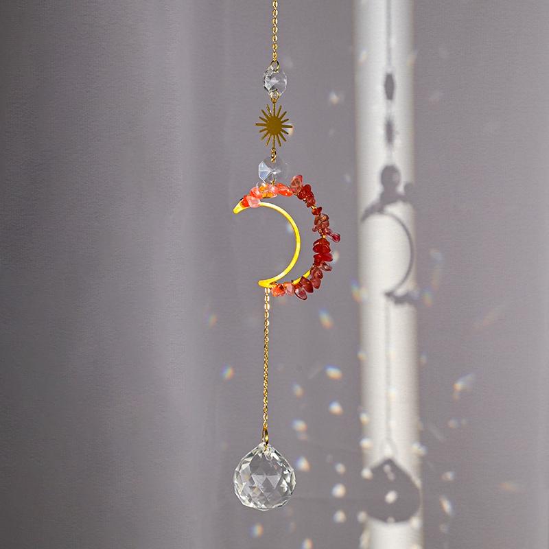 Suncatcher Crystal Rainbow Chaser Wind Chimes Moon Sun Catcher Glass Prism Outdoor Window Decor Home Garden Car Hanging Pendants