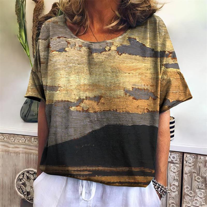 Lustiges Geometrie T-Shirt für Frauen Bunte 3D-gedruckte T-Shirts Sommer Übergroße Oberteile Kurze Ärmel Rundhals T-Shirts Streetwear
