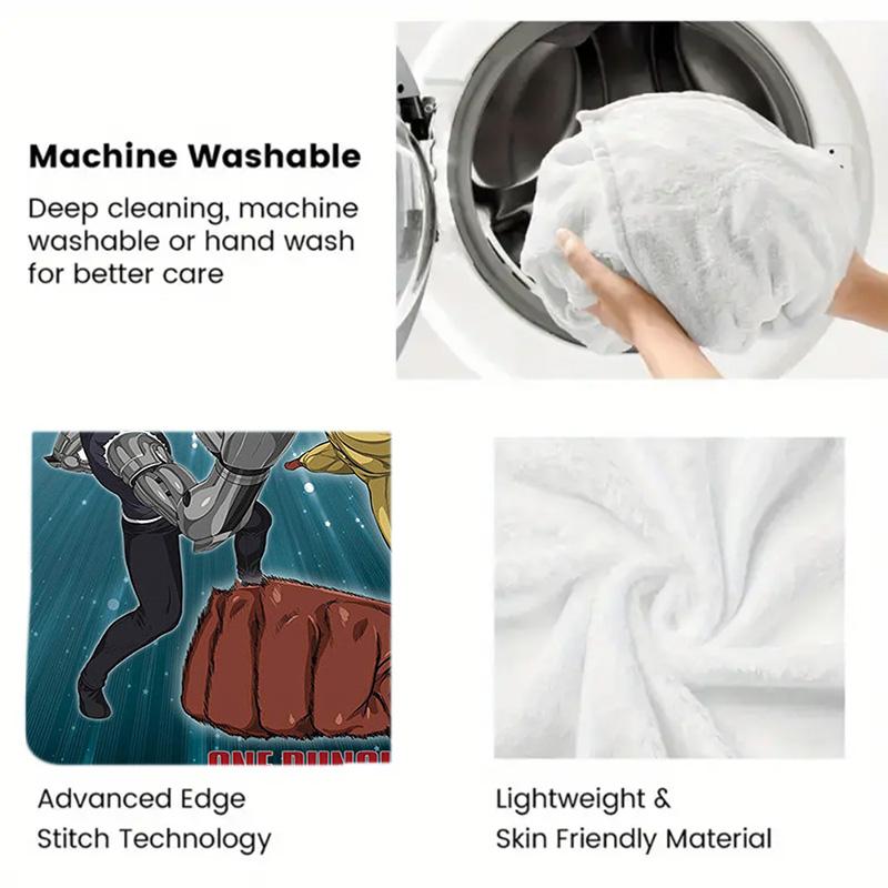 One-Punch Man 2D Flat Pattern Flannel Blanket High Quality All Seasons Warmth and Comfort Perfect for Christmas Gifts.MMT0918592