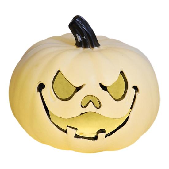 Halloween Pumpkin Light Spooky Carved Plastic Pumpkin Lantern Light-up Pumpkin Figurine for Outdoor Indoor Porch Room Decoration