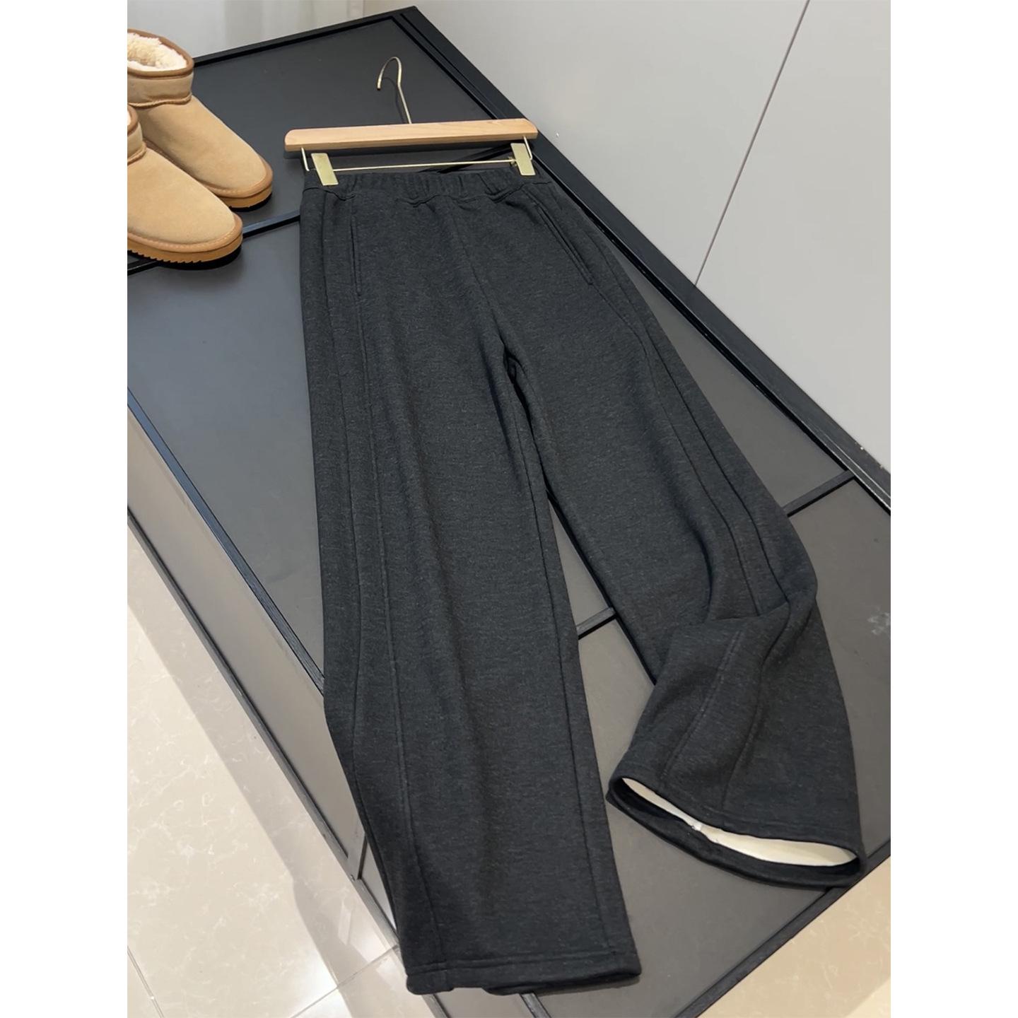 Women s Thick Wool Wide-Leg High-Waist Trousers for Autumn/Winter Large
