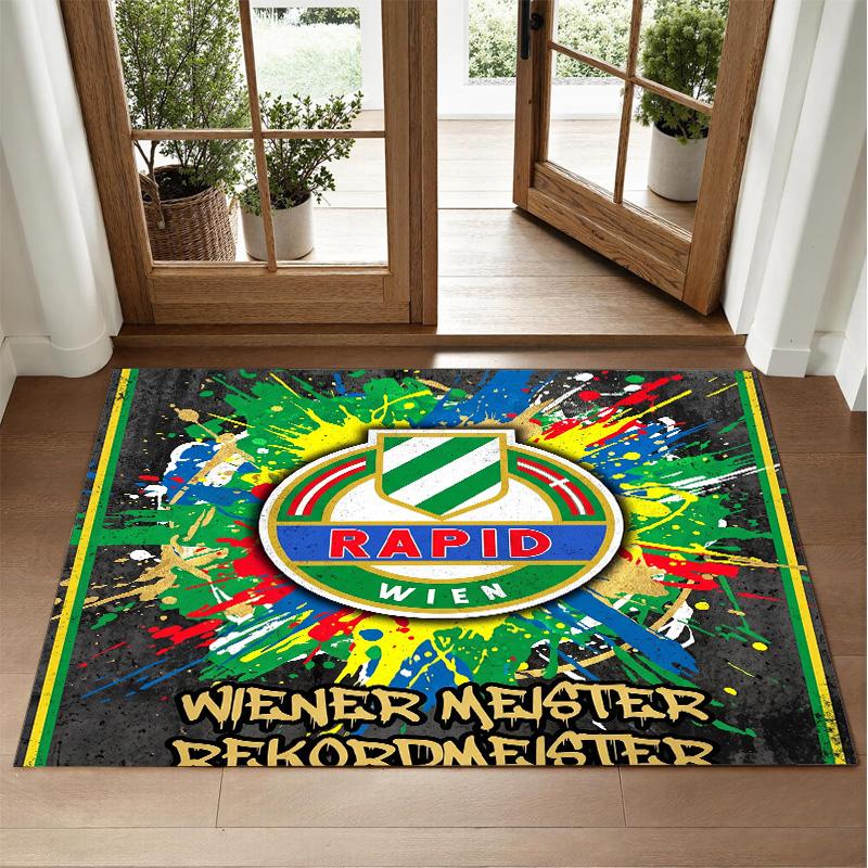 Rapid Wien FC Design Crystal Velvet Rug Soft Decorative Mat for Bedroom Entrance