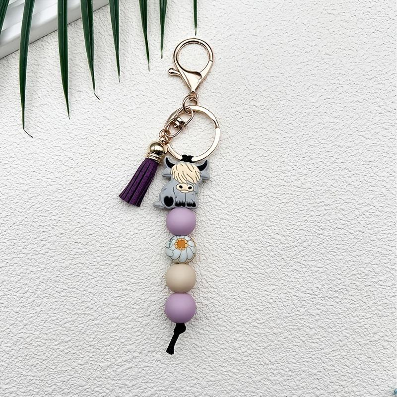 Highland Cow Silicone Pendant Keychain - Popular Animal Bag Charm Ornament