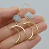 Exquisite Simple Gold Color Stainless Steel Hollowed-out Crescent Moon Irregular Crystal  Dangle Earrings for Women Jewelry Gift