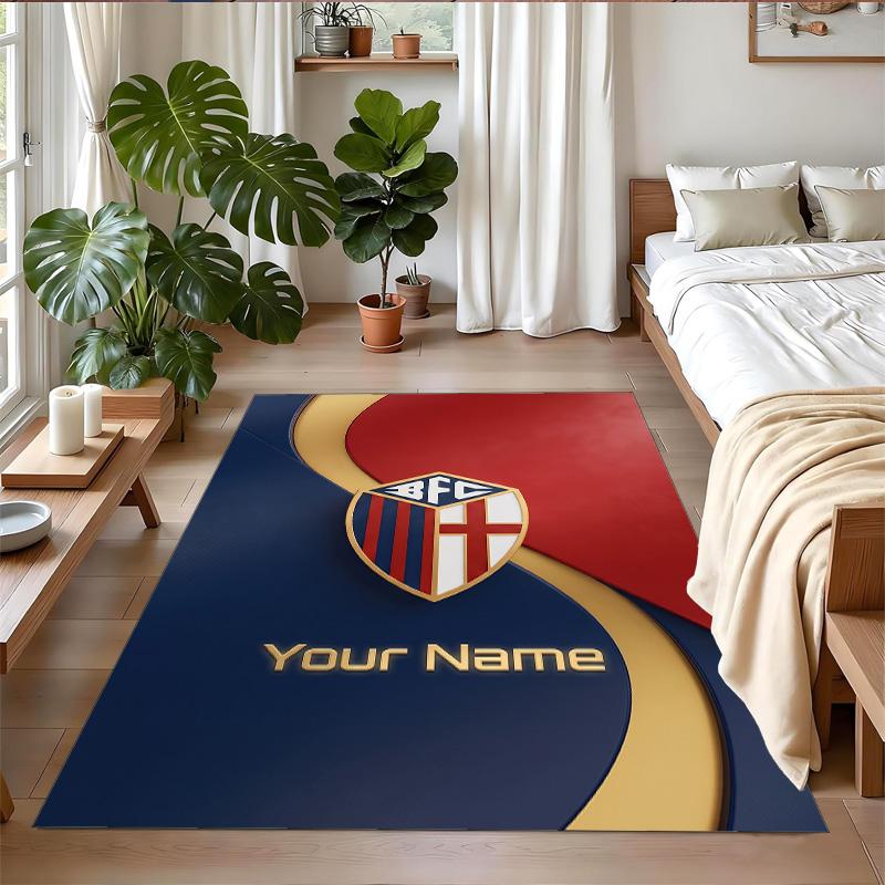Crystal Velvet Rug Custom Name Text, Soft Non Slip Floor Mat Home DecorBologna FC