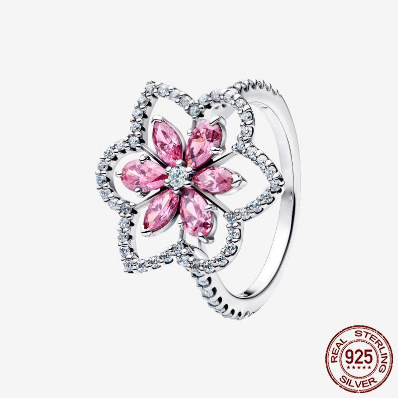 

925 Sterling Silver Open Ring Style CZ Paved Heart Butterfly Flower Colorful Gemstone Ring for Women Daily Wear Jewelry Gift 9