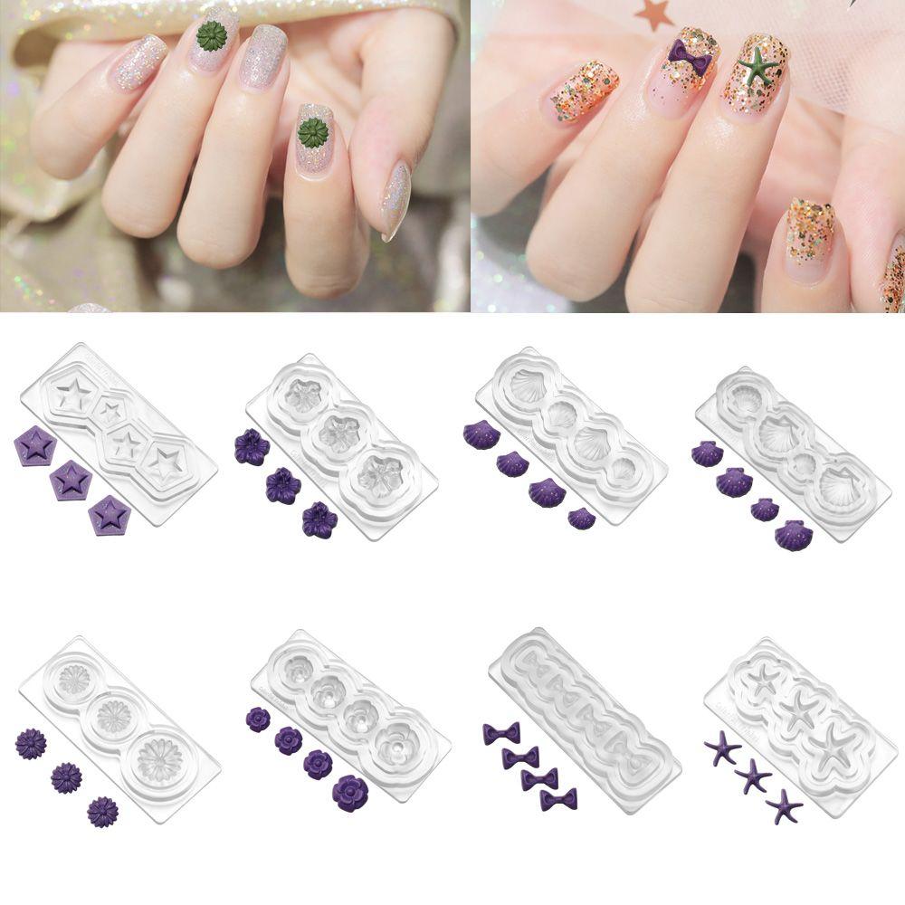 

Beauty UV Gel Clear Flower Nail Art Mold Silicone Template 3D Manicure Decoration