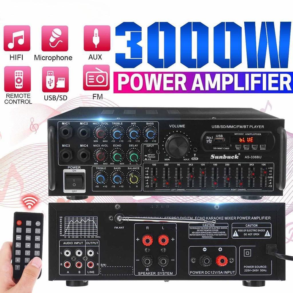3000W 326BT קולנוע ביתי, קריוקי סטריאו מגבר בלוטות' מגבר FM סאונד היקפי, USB SD, DVD, AUX, צג LCD