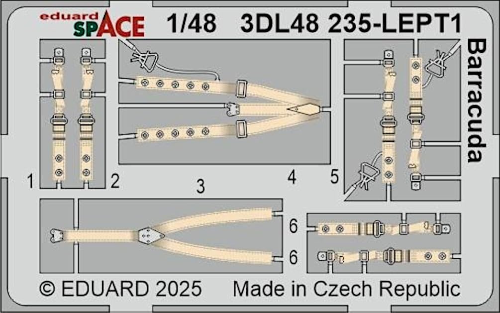 

Eduard Масштаб 1/48 Space Fairy Barracuda Интерьер 3D Декаль с Набором Фототравления (для трубача) Декаль для пластиковой модели EDU3DL48235 (Самолет)