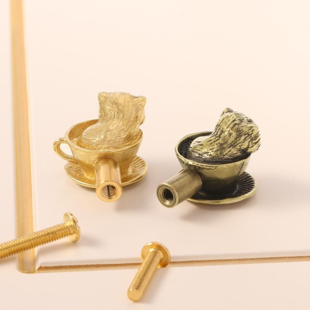 Vintage Cat Furniture Handle Animal Shaped Handles Cupboard Drawer Pulls  For Kitchen Wine Cabinet