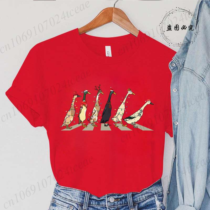 Fashion Funny Just A Goose Duck Xmas Print Tshirt Unisex Short Sleeve Tshirts Christmas Goose Unisex Summer Unisexs Clothing