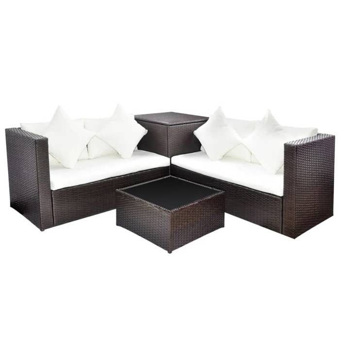 Salon de jardin - vidaXL - 4 pcs - Résine tressée - Marron - Imperméable et résistant aux intempéries