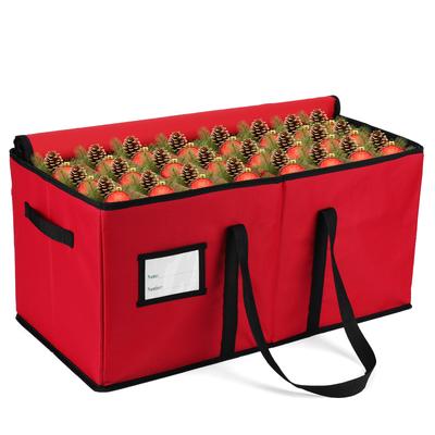 Red Oxford Christmas Decor Storage Box Stores Up To 128 3Inch Holiday Ornaments Christmas Ornaments Container Bin