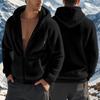 2025 Amerikanischer Stil Herbst/Winter Jacke Herren Dick Warm Doppelseitige Fleecejacke Lockerer Reißverschluss Cardigan Lässige Kapuzenjacke