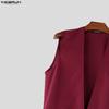 INCERUN Men Summer Deep V Neck Belt Waist Long Wide Legs Jumpsuits Overalls