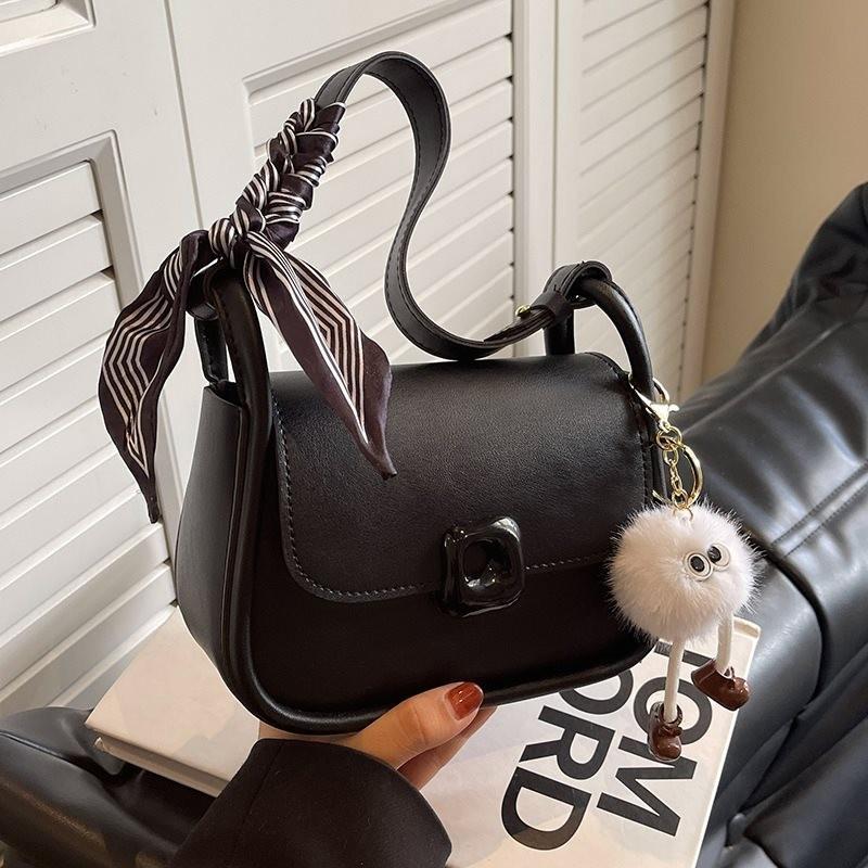 Fashionable Women s Small Shoulder Bag With Unique Pendant In Black And White Options Black Pendant