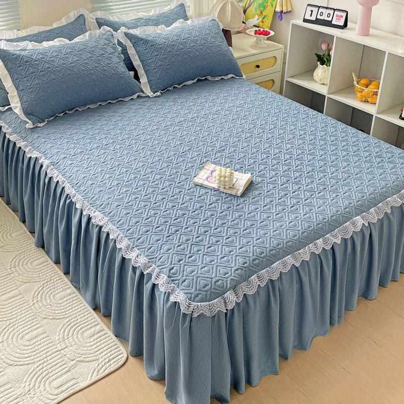 Four Seasons Universal Quilted Non-slip Korean Lace Mattress Protector and Bed Skirt.