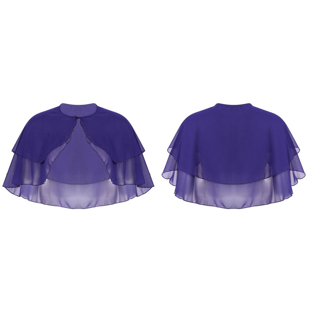 Women Elegant Chiffon Cover Up Shawl Cape Bolero Ruffle Wraps Accessory Party Wedding Jackets