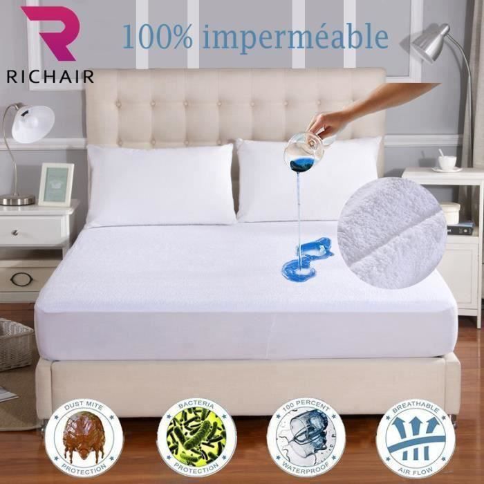 Protège Matelas - RICHAIR - 160x200cm - Imperméable - Hypoallergénique - Respirant