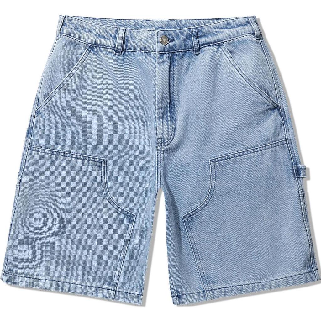 Li Ning Washed Vintage Mid-Rise Comfortable Versatile Straight-Leg Denim Shorts Men Shorts Light-Blue AJSU013-1