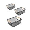 Metal Wire Bin Basket with Wooden Handle Container Multifunctional Kitchen Organizer Fruit Basket for Home Office Lightweight