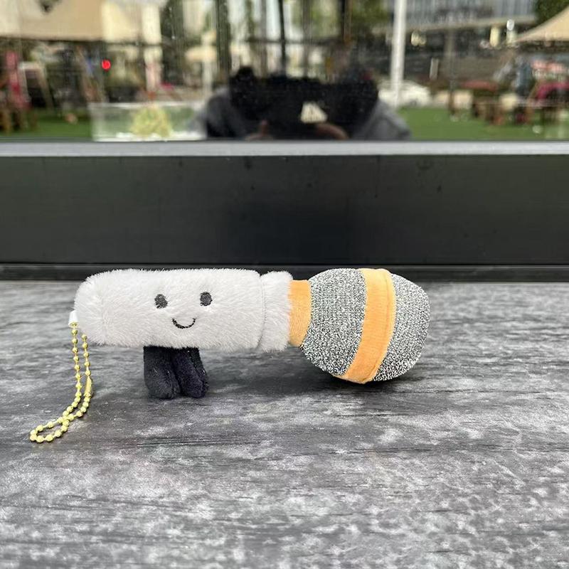 1 Pièce Microphone Métal Simulé Jouets en Peluche Porte-Clés Drôle Poupée en Peluche Porte-Clés Cadeaux Pendentif de Sac Mignon Accessoires de Cartable